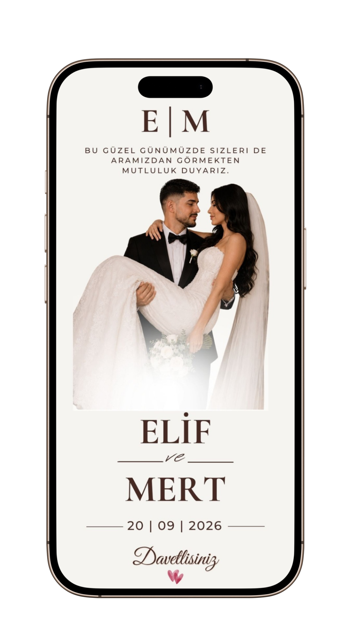 DavetHemen telefon davetiye önizlemesi